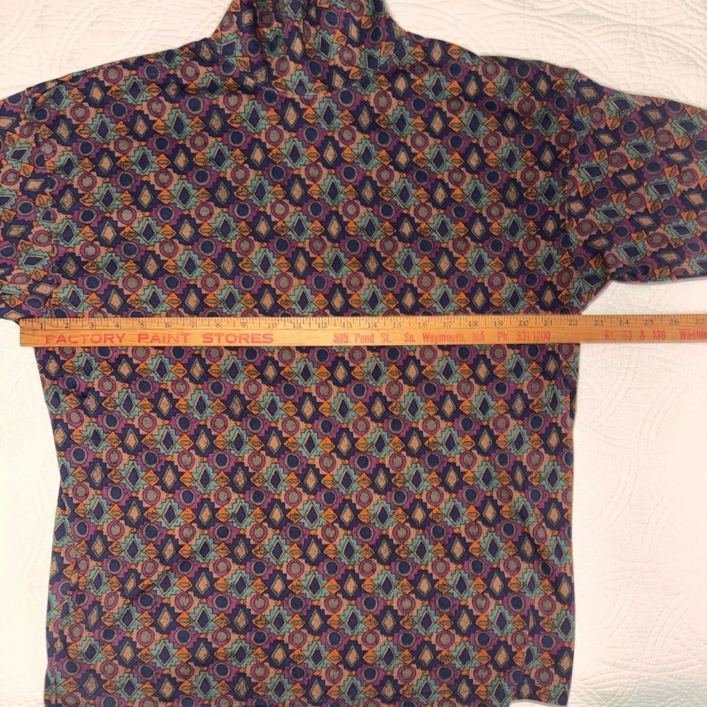 Eddie Bauer Vintage Multicolor Geometric Mock Neck Top Large - Picture 3 of 5